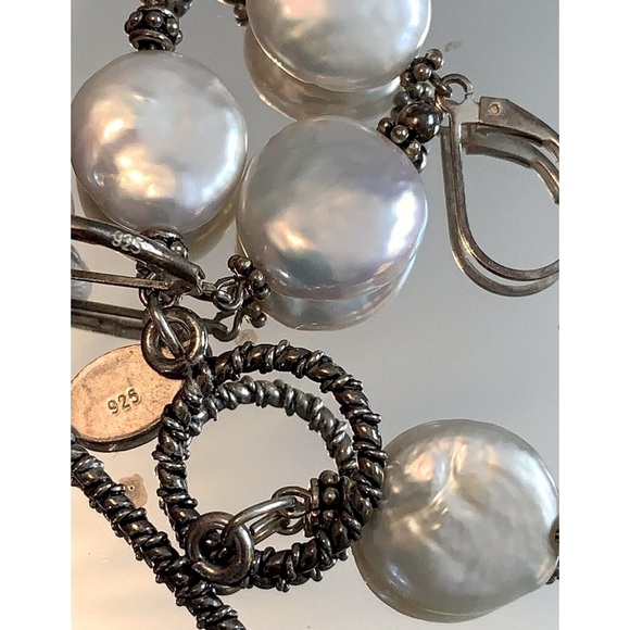 Sterling Silver Mother of Pearl Bracelet Matching Earrings Set Donna Dressler - Picture 4 of 9